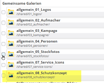 Screenshot des Ablageverzeichnisses