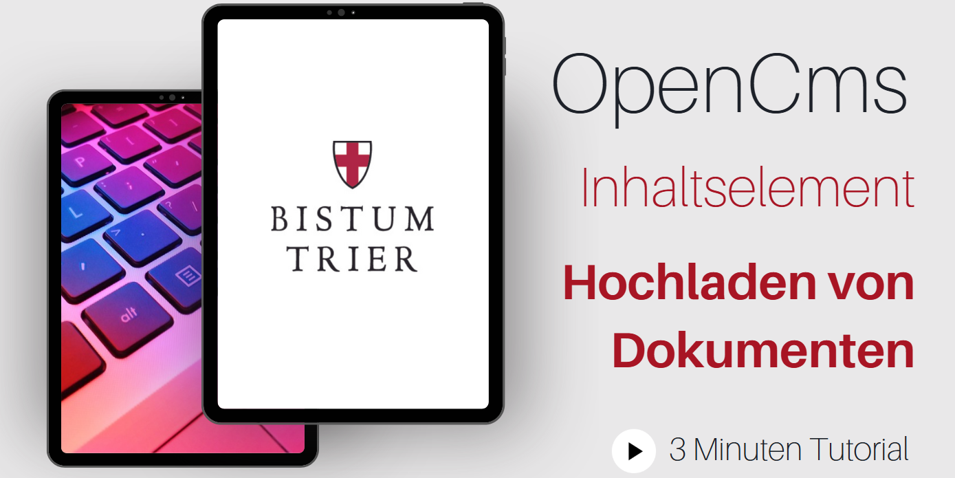 YouTube Screenshot vom OpenCms Video Tutorial zum Thema Hochladen von Dokumenten