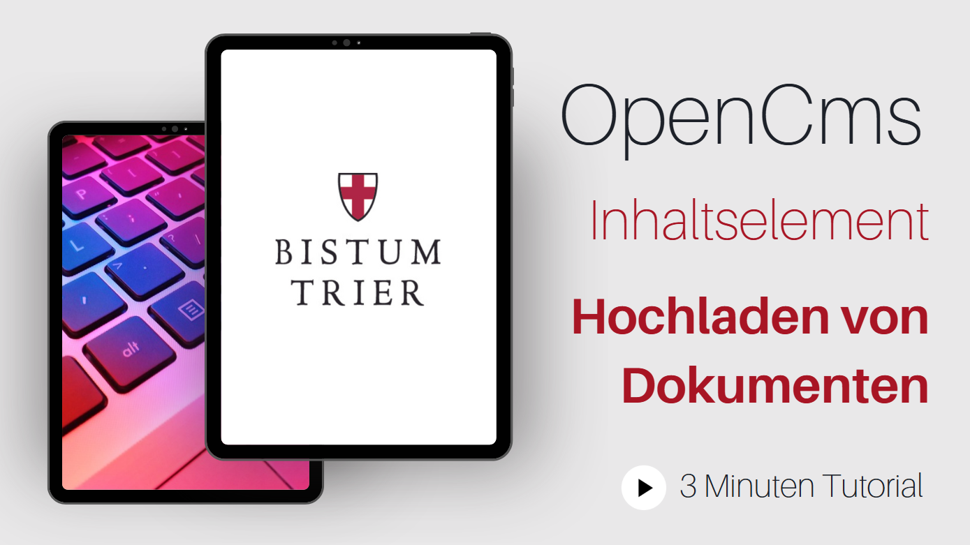 YouTube Screenshot vom OpenCms Video Tutorial zum Thema Hochladen von Dokumenten
