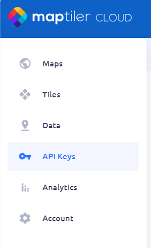 In Ihrem Maptiler-Menü wählen Sie den Punkt API-Key aus,