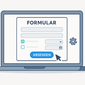 Symboldbild mit einem Laptop auf dem ein Formular zu sehen ist