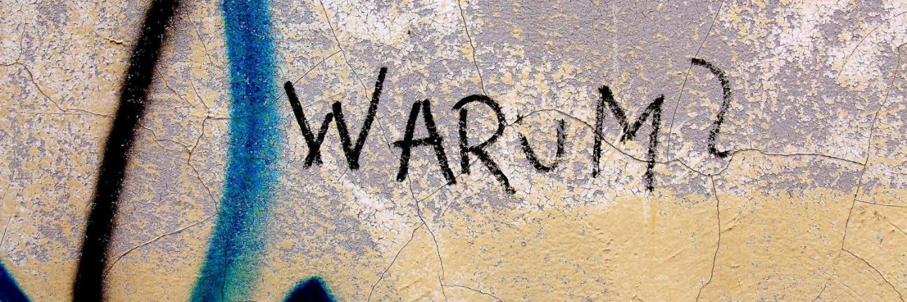 Das Wort 'Warum' als Graffito an einer Wand