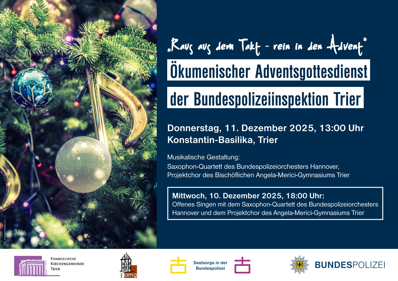 Plakat für den Ökumenischen Adventsgottesdienst in der Konstantin-Basilika
