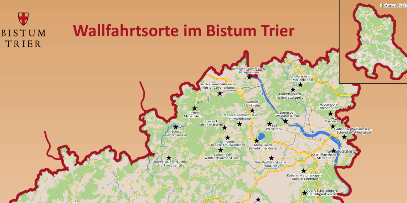 Ausschnitt aus einer Karte des Bistums Trier