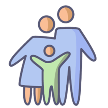 Das Symbol einer Familie mit Mutter, Vater und einem Kind