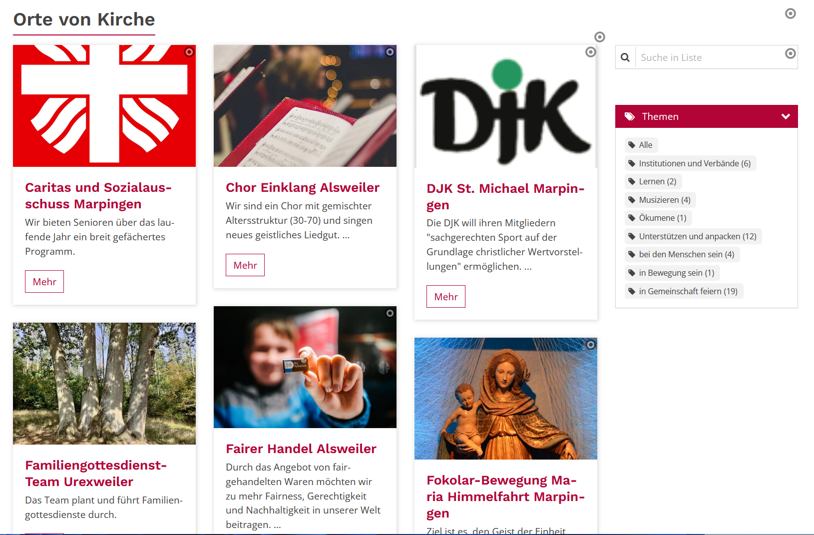 Screenshot aus dem Backend des Pastoralen Raums Tholey (noch nicht veröffentlicht).