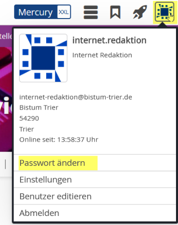 Screenshot des Einstellungsmenüs