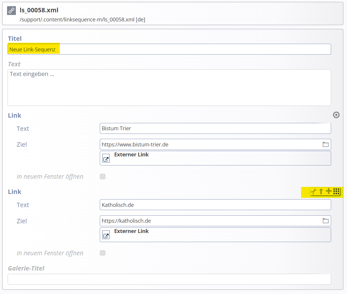 Screenshot Linksequenz