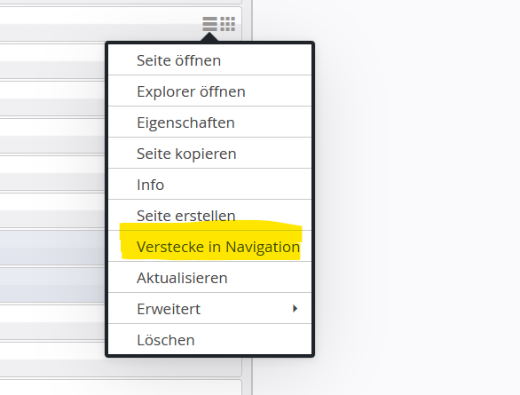 Klicken Sie auf das kleine Burgermenü rechts in der Zeile.