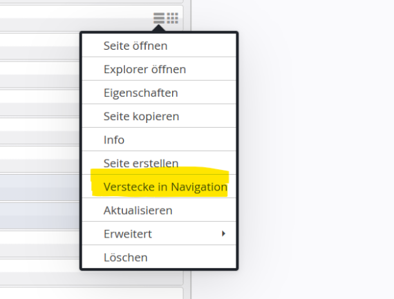 Klicken Sie auf das kleine Burgermenü rechts in der Zeile.