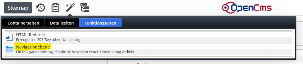Den blauen Ordner finden Sie unter dem Reiter 'Funktionsseiten'