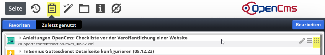 Screenshot aus OpenCms