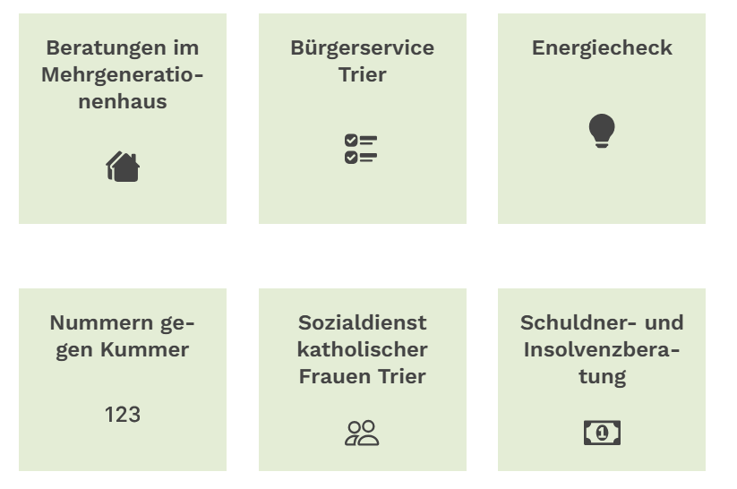 Beispiel für Iconboxen mit unterschiedlichen Symbolen
