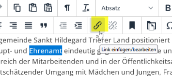 Markieren Sie den Text und klicken Sie auf die Heftklammer