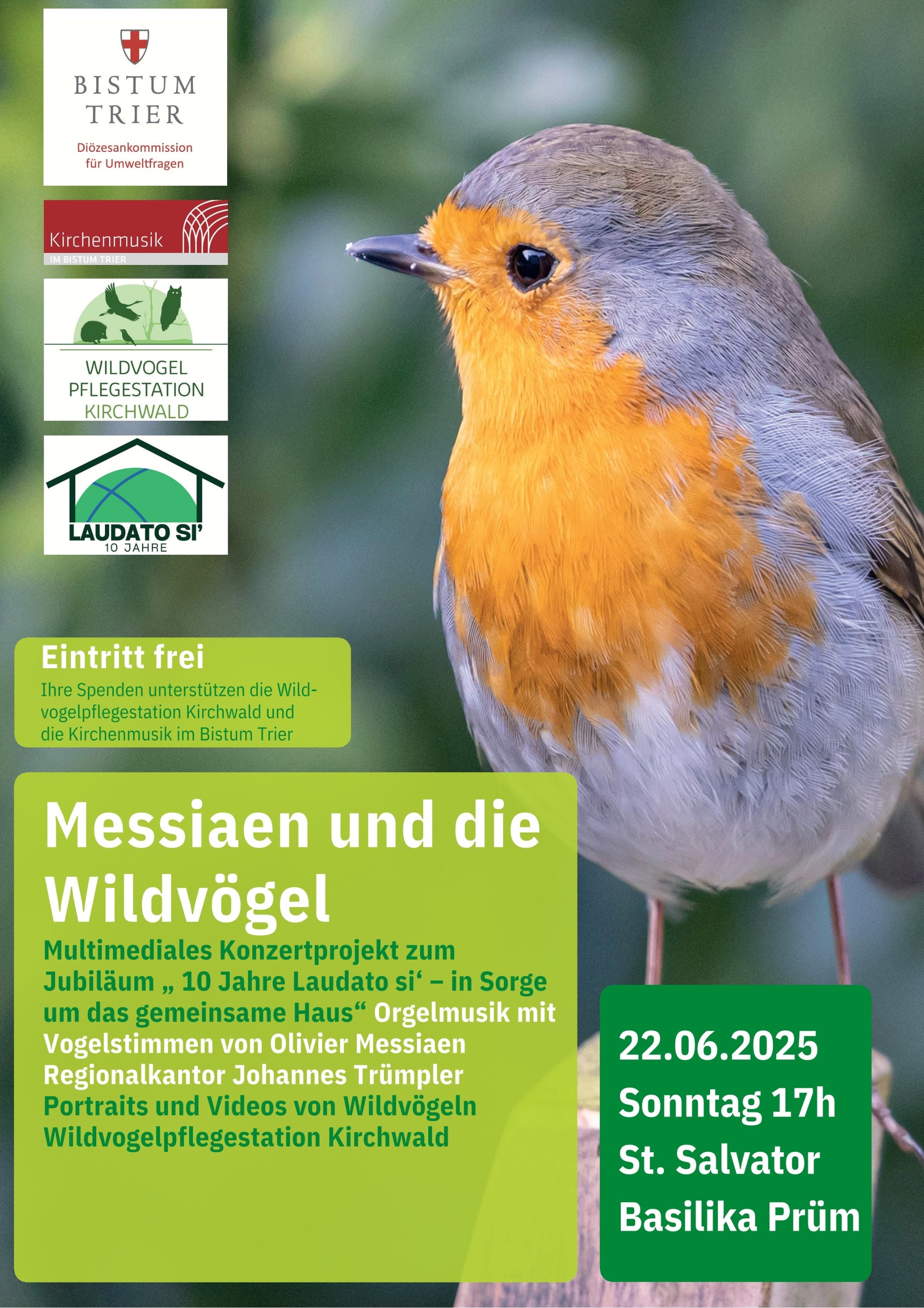 Plakat zum Konzert Messiaen und die Wildvögel in Prüm, 22. Oktober 2025